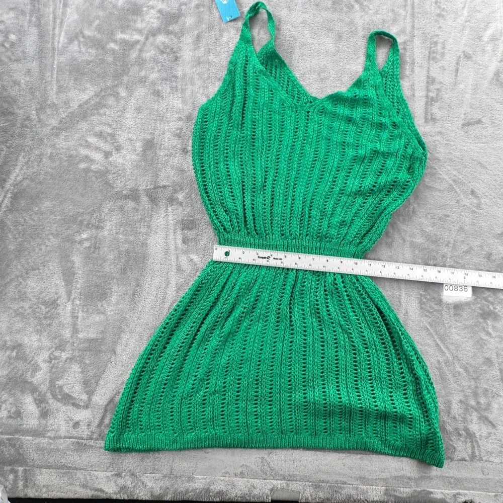 NWT Cupshe Crochet Cover Up Dress Womens L Green V-Neck Sleeveless CAA07B3C025RR